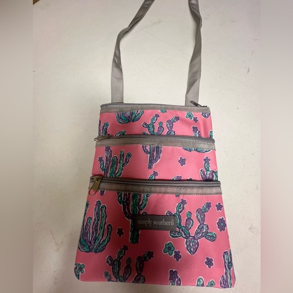 SIMPLY SOUTHERN WOMEN’S PINK CACTUS PRINT CROSSBODY BAG MEDIUM ADJUSTABLE STRAP - Picture 1 of 5